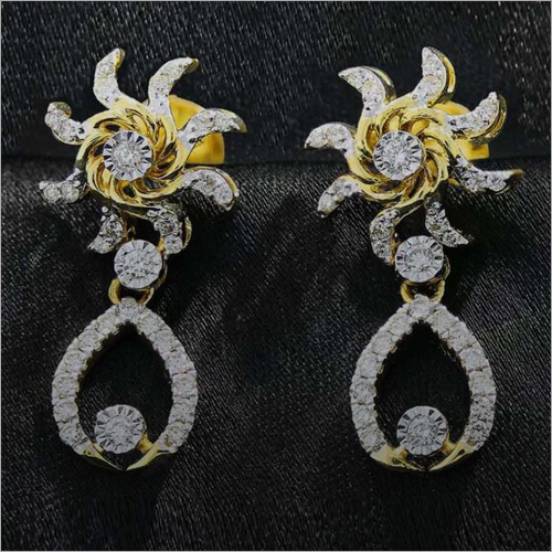 Diamond Sunflower Dangling Earring