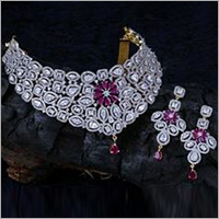 Diamond Bridal Necklace With Ruby Set