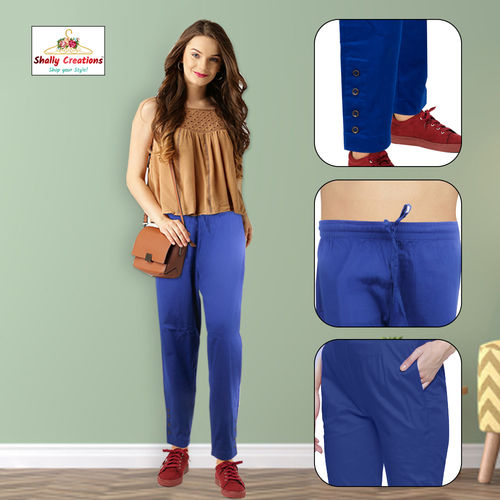 Red Plain Pattern Dyed Slim Fit Skin Friendly Cotton Pants For Girls at  Best Price in Ambala