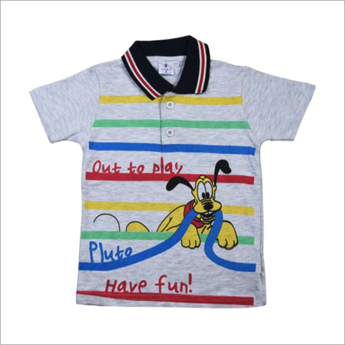 Kids Printed Polo Neck T Shirt