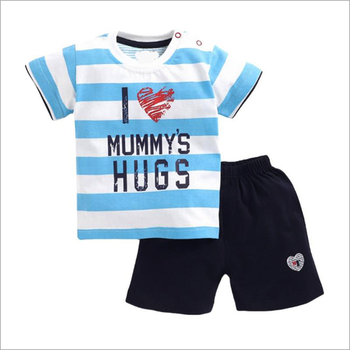 Kids Cotton Knitted Half Sleeve T Shirt With Shorts Set