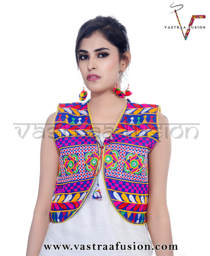 Multi Colour Embroidered Festival Wear Short Jacket / Shrug - Cotton Flex, Size XS to 5XL, Multi Color, Regular Fit, Washable | Ideal for Casual and Festive Occasions