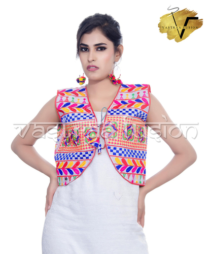 Multi Colour Embroidered Festival Wear Short Jacket / Shrug