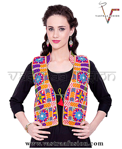 Multi Colour Embroidered Festival Wear Short Jacket / Shrug