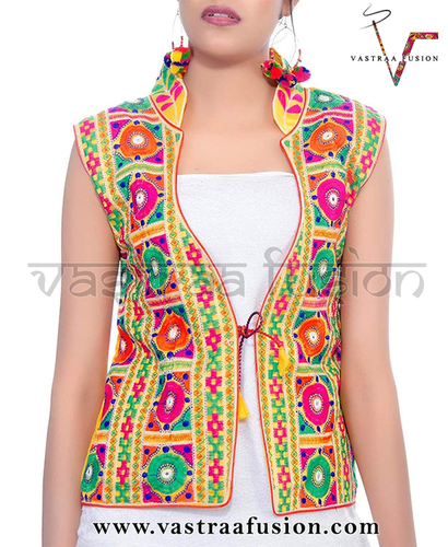 Multi Colour Embroidered Festival Wear Short Jacket / Shrug