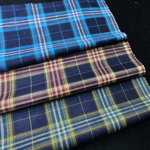 Yarn Dyed Indigo Checks Fabric