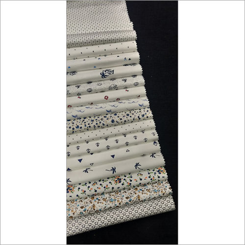 White Ground Printed Cotton Shirting Fabrics