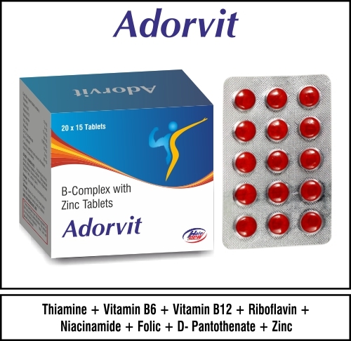 Thiamine 10mg + Vitamin B6- 3mg + Vitamin 12-15mcg + Niacinamide 50mg + Folic Acid 1000 mcg + Riboflavin 10mg + D-Pantothenate 5mg + Zinc Sulphate 60mg