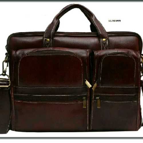 Leather Laptop Office Bags - Genuine Leather, 15x12x5 Inches, Brown | 4 Compartments, Adjustable Strap, Durable, High Capacity, Stylish