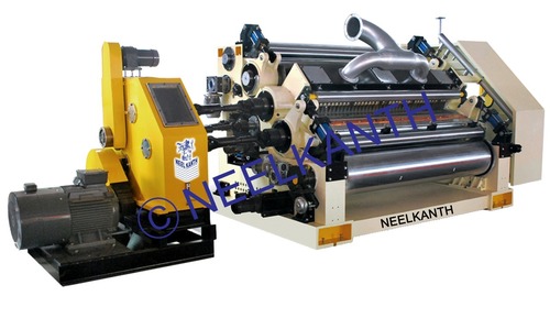 Single facer with shaft less reel stand and NC cutter