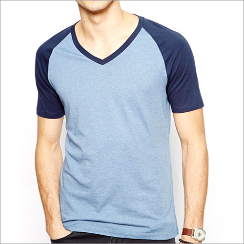 Mens Light Blue V Neck T-Shirt