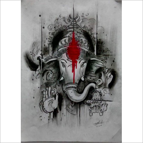 Beautiful Wall Painting Lord Shree Ganesha Modern Art  Flair Glass