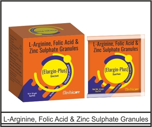 L- Arginine 3gm +  Zinc Sulphate Monohydrate IP eq to ele. Zinc 10mg + Folic 2.5mg