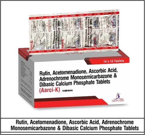 Rutin N.F 100Mg+ Ascorbic Acid 100Mg + Acetomenadione 20Mg+ Adrenochrome Monosemicarbazone 1.0Mg+ Calcium Dibasic Phosphate 150Mg