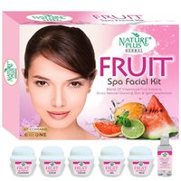 Nature Plus Herbal Fruit Spa Facial Kit - 370gm, With Free Skin Soothing Serum 40ml | 6-in-1 Solution For Hydration, Exfoliation, And Anti-aging Benefits
