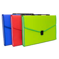 Expanding Bag Folder - Plastic, Legal Size | Parrot Green, Blood Red, Royal Blue, Lightweight, High Durability, Button With Handle
