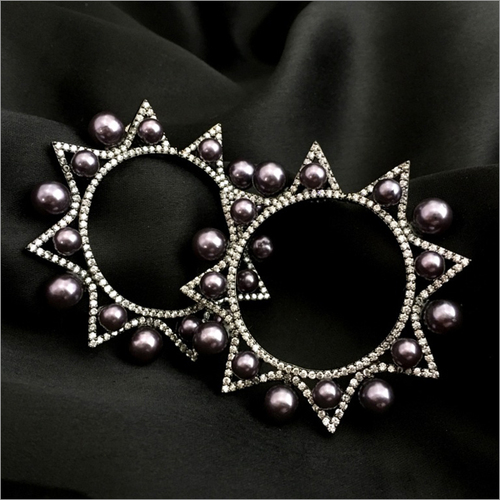 Designer Pearl AD Victorian Hoop Style Earrings By SOMI'S INTERNATIONAL PVT. LTD.