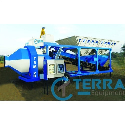 Mobile Concrete batching plant with reversible drum type mixer