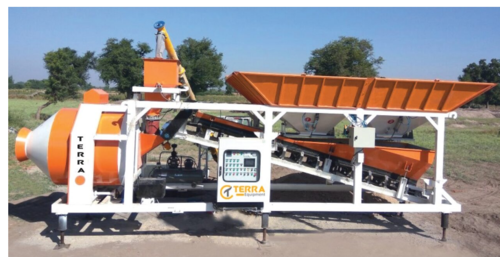 Mobile Concrete batching plant with reversible drum type mixer