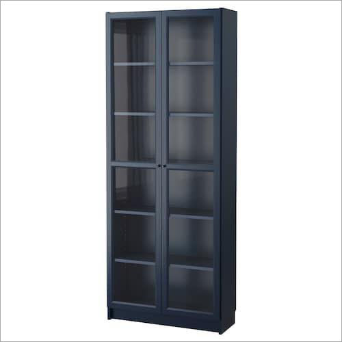 Wooden Black Bookcase With Glass Door