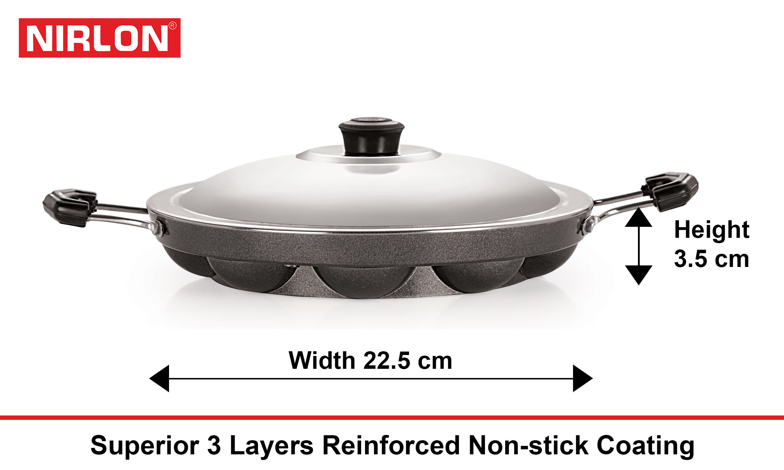 12 Cavity Nirlon Appam Patra with Stainless Steel Lid