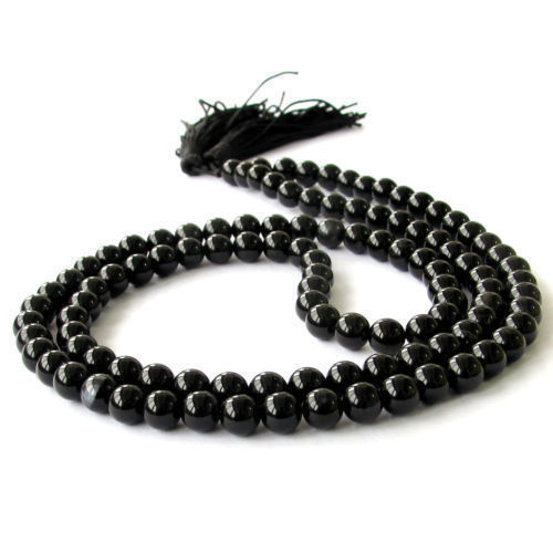 Black Beads Hakik Mala - Material: Natural Stone