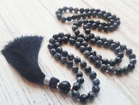 Natural Snowflake Obsidian Mala