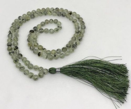 Prehnite Japa Mala - Color: Green