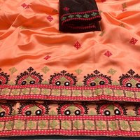 Embroideried work cotton silk saree