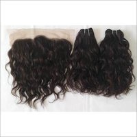 Black Wavy Raw Human Hair Extension With Matching Lace Frontal