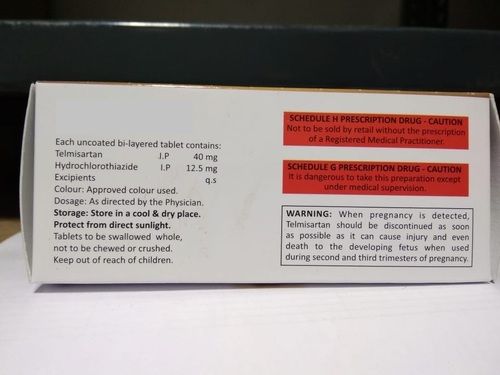 12.5 Mg Telmisartan 40 Mg, Hydrochlorothiazide Tablets