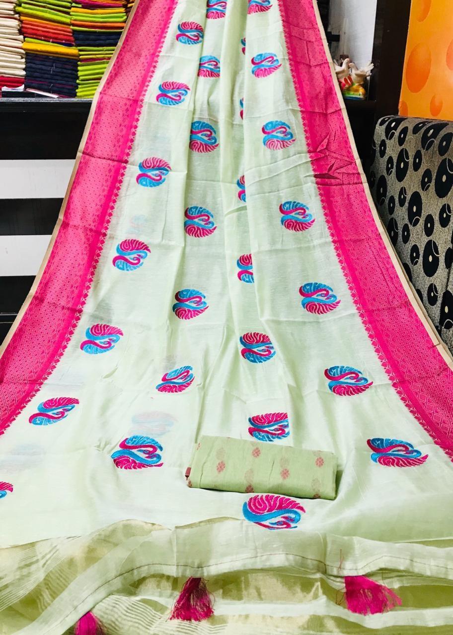 Fancy Embroidery Patta Border Saree