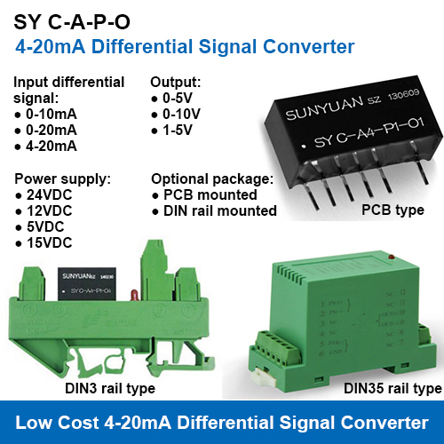 SY C-A-P-O Differential Current Signal to Voltage Signal Transmitters