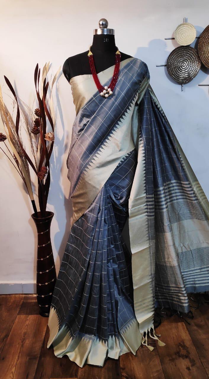 New Fancy Raw Muga Silk Saree