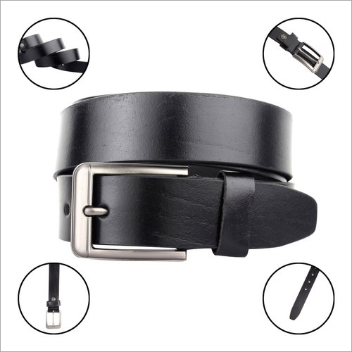 Buff Leather Belt - Genuine Leather Black | Metal Buckle Male Design Durable and Stylish Everyday Accessory
