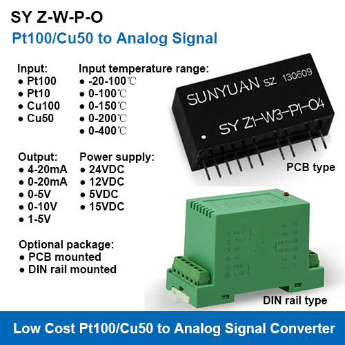 SY Z-W-P-O Temperature Signal to Analog Signal Transmitters