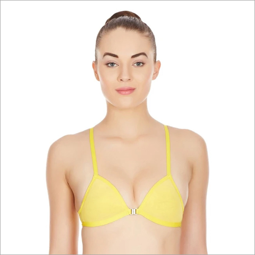 Mesh Comfy Sports Bra - 90% Mesh-Nylon, 10% Spandex | Yellow, Plain Design, Available in Five Sizes, Back Transparent for Bold Look