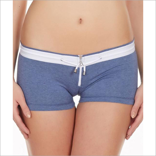 Zipper Boyshorts - Cotton Blend, X-Small to X-Large, Blue | Stylish Drawstring, YKK Zipper, Super Comfortable Fit, 94% Cotton, 6% Spandex