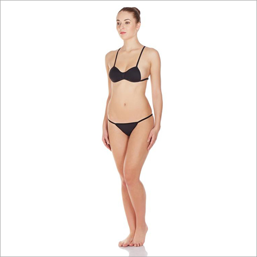 Black Deep V Low Back Lingerie Set