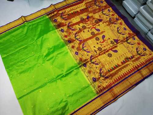 Light Green With Violet Indian Paithani Saree