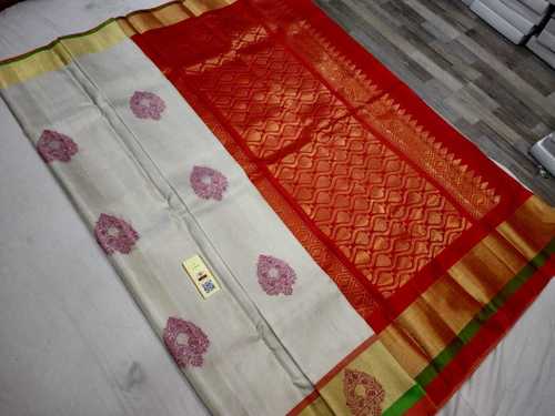 pure kanchipuram soft silk whit meena butta