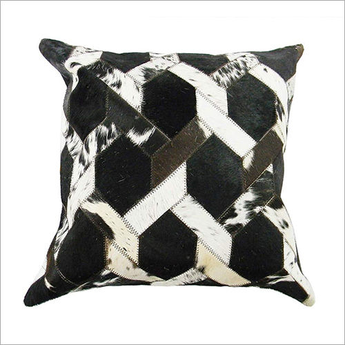 Hair On Patchwork Leather Cushion Cover
