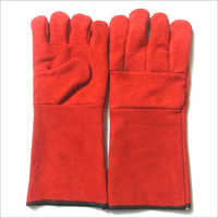 Red Split Leather Palm Gloves