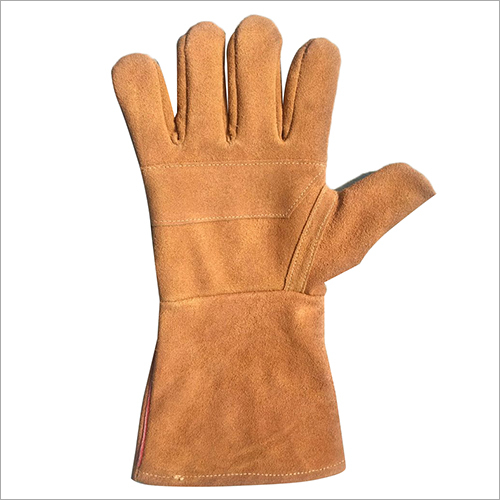 Brown Plain Chrome  Leather Reversible Safety  Gloves