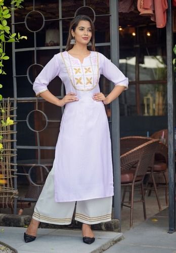 Purple Block Print Kurta With Sharara And Duppta