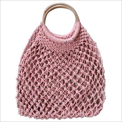 Baby Pink Ladies Macrame Hand Bag