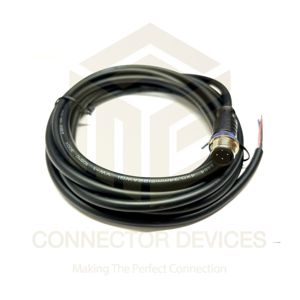 M12 Male Connector With Mouded Cable - Application: Industrial