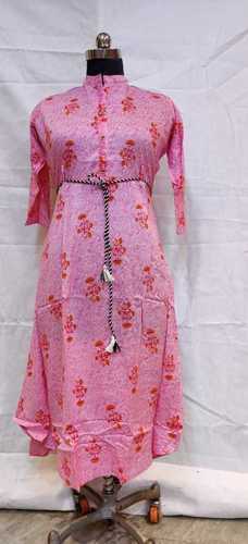 Pink Long Rayon Kurti