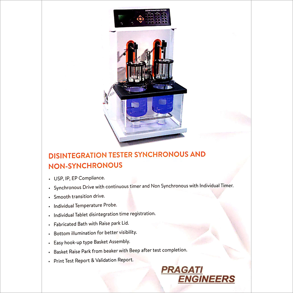 Disintegration Tester Synchronous & Non-Synchronous By PARAG EXPORTS (C/o PRAGATI ENGINEERS)