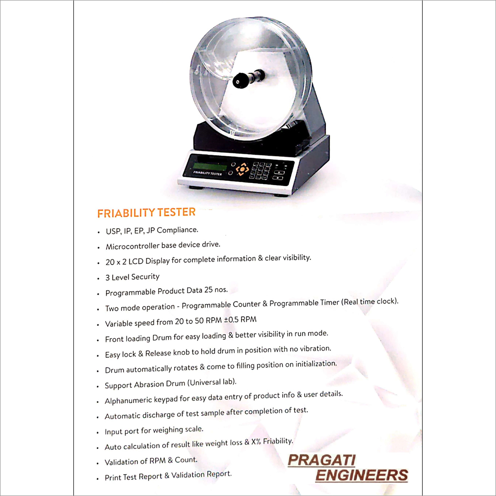 Friability Tester By PARAG EXPORTS (C/o PRAGATI ENGINEERS)